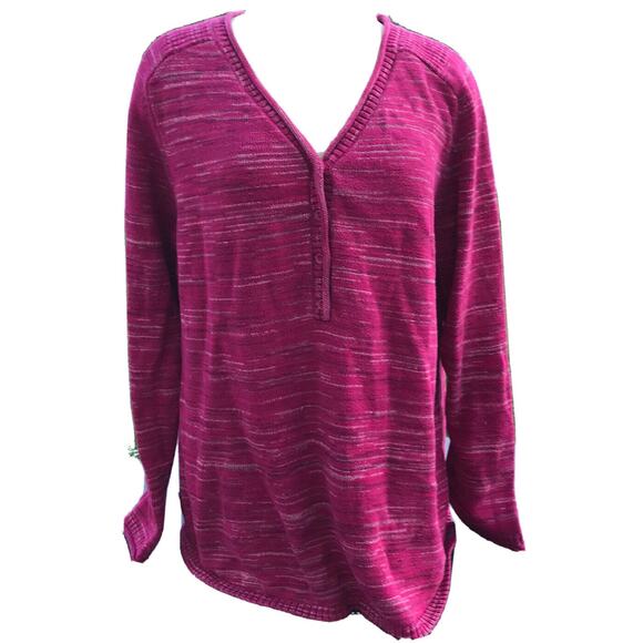 Eddie Bauer Sweaters - Eddie Bauer Sweater 2XL Pink V Neck Button Down Cotton Pullover Vintage